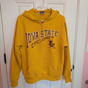 Iowa State Cyclones Yellow Gold Quarter Zip Hoodie Champion Unisex Medium